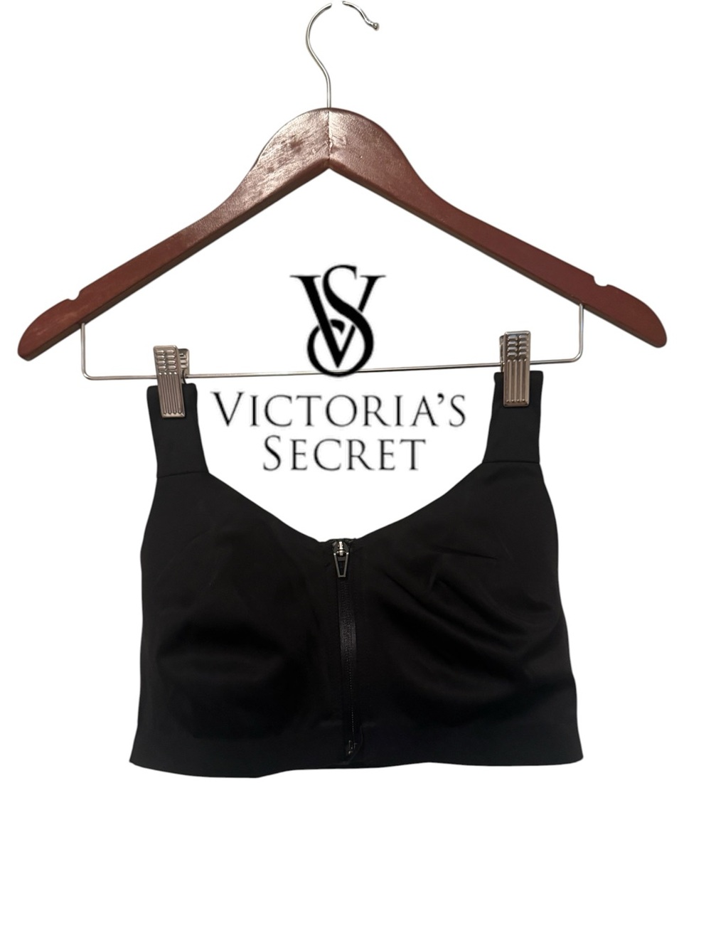 Victoria's Secret Black Front-Zip Sports Bra